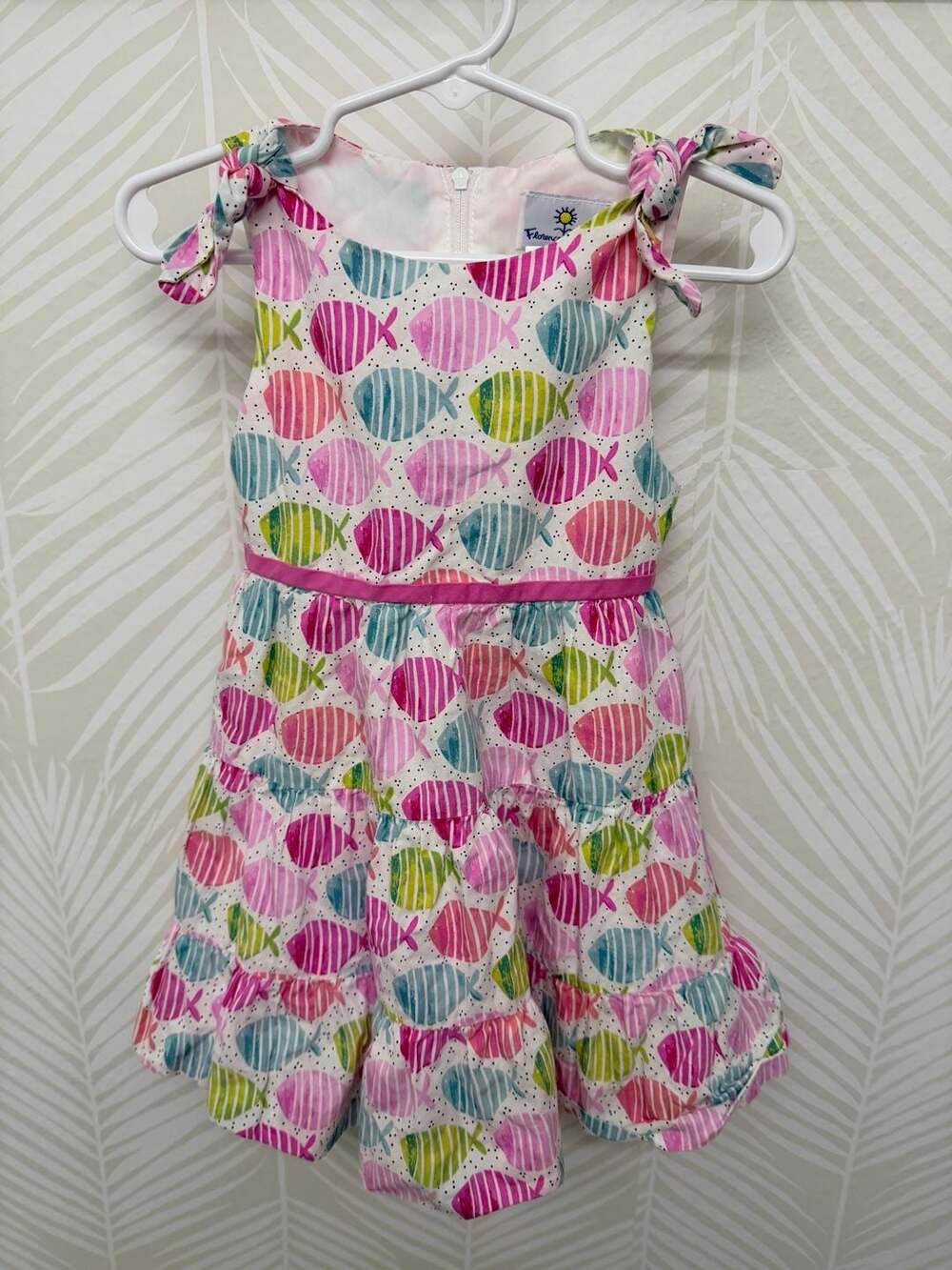 Florence Eiseman Girls Size 3T Sleeveless Tiered Dress with Colorful Fish Print
